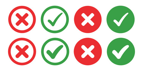 Checkmark and cross symbol vector illustration. tick and wrong symbol 