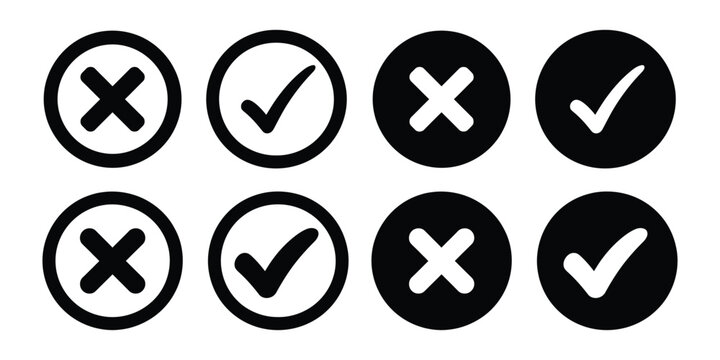 Checkmark and cross symbol vector illustration. tick and wrong symbol 
