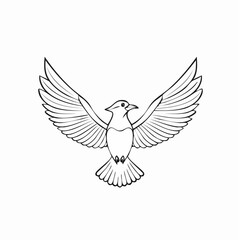 Fototapeta premium Simple Black and White Dove with Outstretched Wings Symbol of Peace