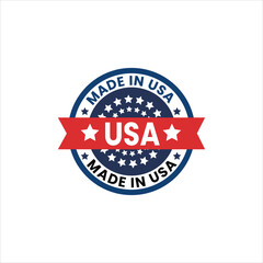 Made in USA Badge Vector Icon. Patriotic Labels, Stamps & Round Flag Graphics. made in usa stamp circle vector design