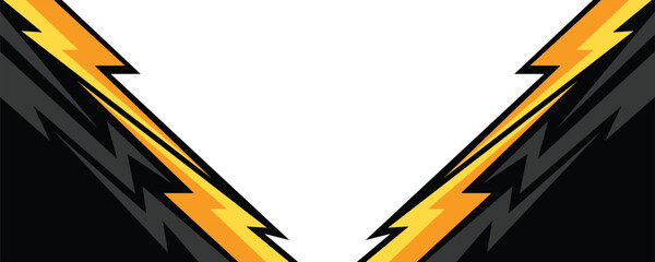 Sporty Abstract Background with Sharp Yellow and Black Lightning Corners