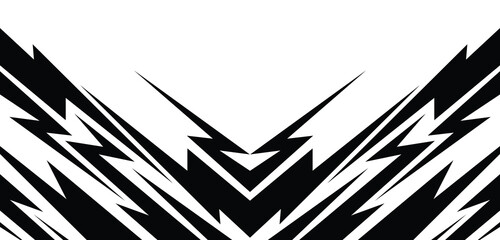 Abstract black and white background with spikes and zigzag lines template