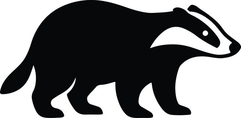 Silhouette badger walking side view wildlife animal Vector illustration
