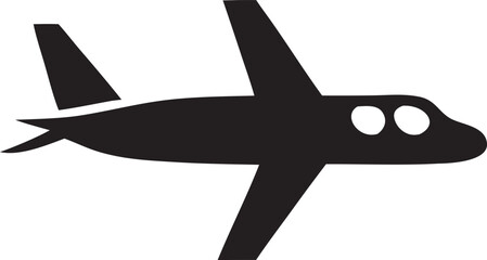 Black silhouette of a modern jet airplane in flight isolated on a white background