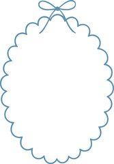 Blue scalloped circle with bow frame border