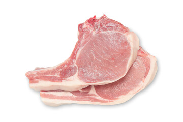 fresh raw pork steaks isolated