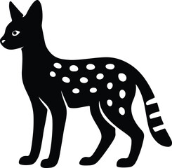 Silhouette serval cat walking graphic wild animal icon Vector illustration