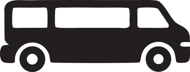 Fototapeta premium Simple black silhouette of a minivan isolated on a white background