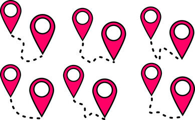 Location pin icons set, vector navigation symbols, map markers