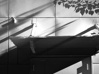 Illuminated backdoor entrance to the store backdrop
