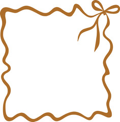 Wavy brown border with bow frame ribbon