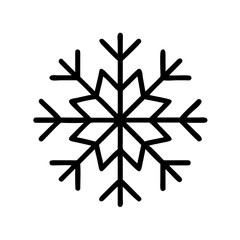 Simple black snowflake icon representing winter and cold weather  