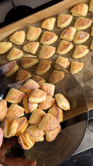 Homemade Sugar-Crusted Cottage Cheese Cookies on Baking Tray and in Bowl