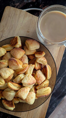 Homemade Cottage Cheese Cookies with Cup of Coffee