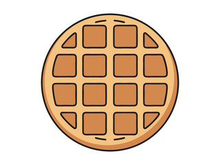 Round Waffle with Grid Pattern, Top View Illustration