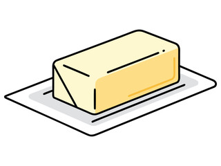 Stick of Butter on Dish Illustration