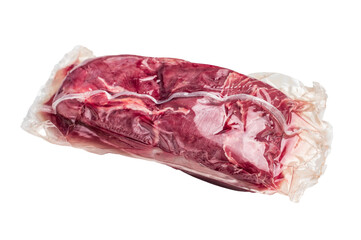 Close-up of raw horse meat, emphasizing its quality and freshness, ready to be transformed into...