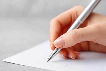left-handed person writing in clean and minimalistic image their hand seen in elegant focus