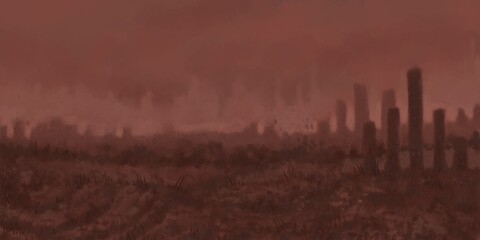 Abstract Landscape Painting - digital painting. Painted on a tablet. © neurostructure