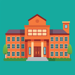 Obraz premium Flat school building vector in educational style ideal for learning and teaching graphics