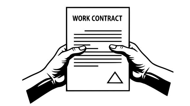 Tearing up a work contract with two hands