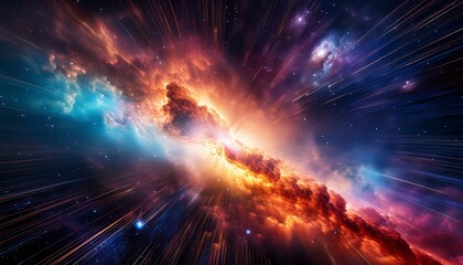 Obraz premium stunning cosmic explosion illustrated with vibrant colors and intense energy in a mesmerizing space scene