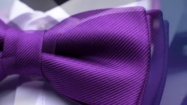 Close-up of a purple bow tie