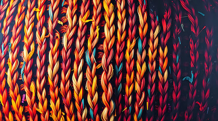 Close up Colorful Knitted Texture On Orange tones. Knitted Backgrounds Collection