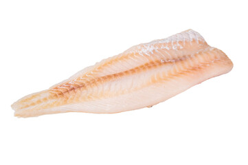 Fresh cod fish fillet, showcasing its delicate texture and pristine color, perfect for grilling or baking. isolated on white background. top view