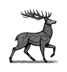 deer line drawing - guilloche style (artwork 1)
