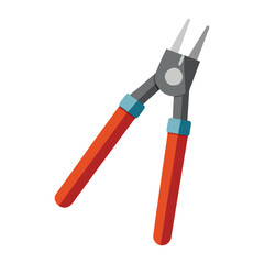 An isolated metal flat nose pliers tool with a black handle on a white background, ready for work or repair