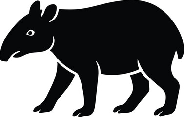 Silhouette tapir walking animal outline isolated detailed vector illustration