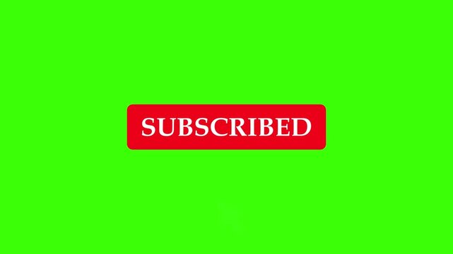 Subscribe button animation with mouse cursor with alpha channel. Light and subscribe buttons for youtube video editing. Green screen chroma key background of popup buttons for follower engagement.