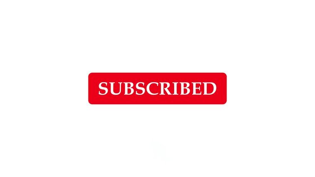 Subscribe button animation with mouse cursor with alpha channel. Light and subscribe buttons for youtube video editing. white screen chroma key background of popup buttons for follower engagement.