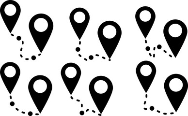 Location pin icons set, vector navigation symbols, map markers	