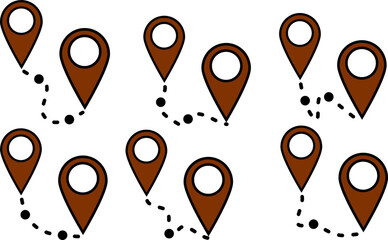 Location pin icons set, vector navigation symbols, map markers	