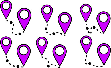 Location pin icons set, vector navigation symbols, map markers	