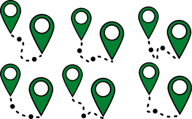 Location pin icons set, vector navigation symbols, map markers	