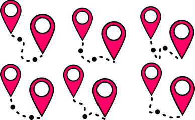 Location pin icons set, vector navigation symbols, map markers	