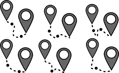 Location pin icons set, vector navigation symbols, map markers	