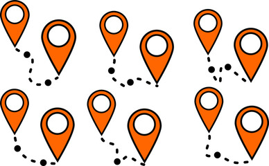 Location pin icons set, vector navigation symbols, map markers	