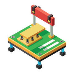 Isometric 3D vector illustration of wooden toy vehicles including a train, truck, and car, perfect for architectural and urban design concepts