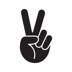 Fototapeta premium Black peace sign hand gesture victory symbol