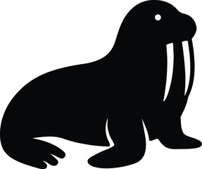 Silhouette walrus arctic animal vector illustration for design element needs