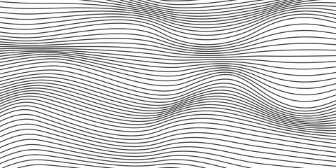 abstract seamless horizontal black thin wave line pattern.