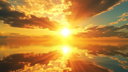 Naklejka premium Golden Hour Water Reflection: Abstract Sunlight Patterns on a Summer Day Mirroring Light 