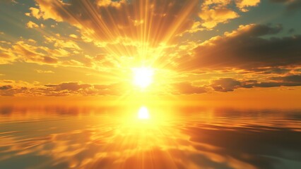 Golden Hour Water Reflection: Abstract Sunlight Patterns on a Summer Day Mirroring Light 