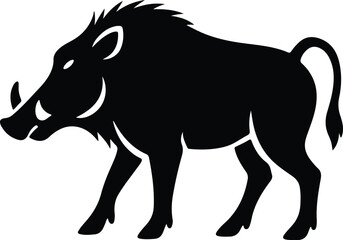 Silhouette Wild boar walking side view Vector illustration