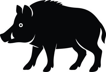 Silhouette Wild boar walking animal wildlife vector illustration