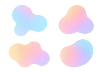 Pastel abstract shapes featuring soft gradient transitions, floating on transparent backdrop with contemporary graphic design aesthetic